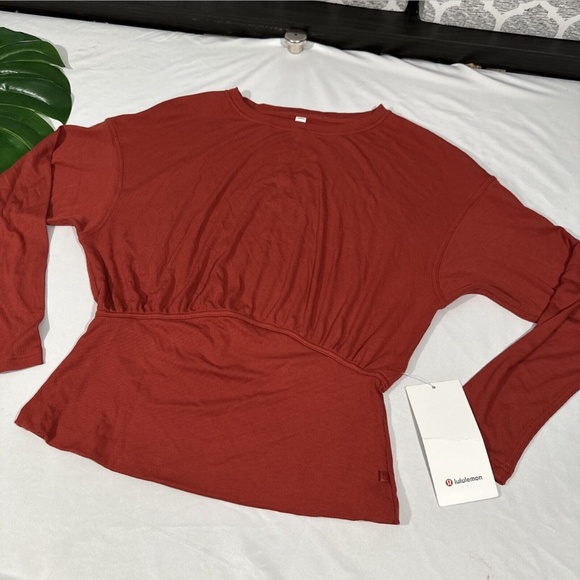 NWT $88 Lululemon [ 10 ]‎ Ribbed Modal-Silk Blend Long Sleeve Shirt Cayenne